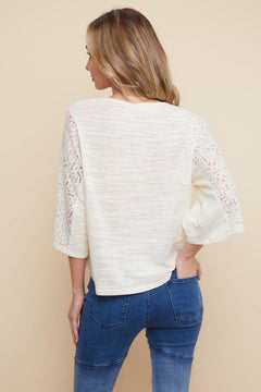 Cream Lace Detail Top - small remaining - Cowhide and Conchos