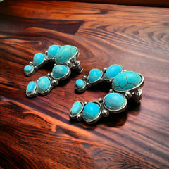 Crescent Moon Squash Earrings - Cowhide and Conchos