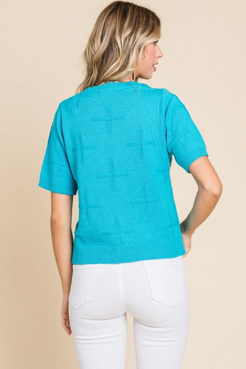 Crosses Textured Knit Top - Cowhide and Conchos