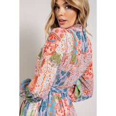 Flower Print Long Sleeve Dress