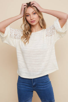 Cream Lace Detail Top