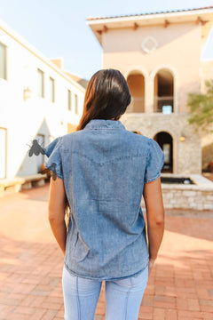 Dainty Denim Pearl Snap Shirt - Cowhide and Conchos