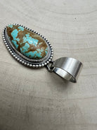 Daniel Benally Navajo Sterling Silver Pendant with 8 Mine Turquoise — 2 1/4" × 1" (Hallmark) - Cowhide and Conchos