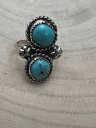Darius Arviso Navajo Sterling Silver Turquoise Ring — Size 8.5, 1 1/8" × 3/4" Face (DGA Hallmarked) - Cowhide and Conchos