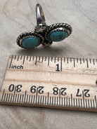 Darius Arviso Navajo Sterling Silver Turquoise Ring — Size 8.5, 1 1/8" × 3/4" Face (DGA Hallmarked) - Cowhide and Conchos