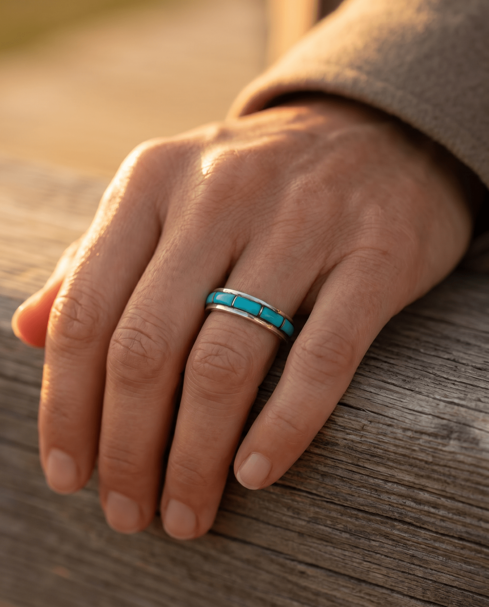 Debbie Livingston Navajo Kingman Turquoise Sterling Silver Ring — Sizes 7, 8, 8.5 Available - Cowhide and Conchos
