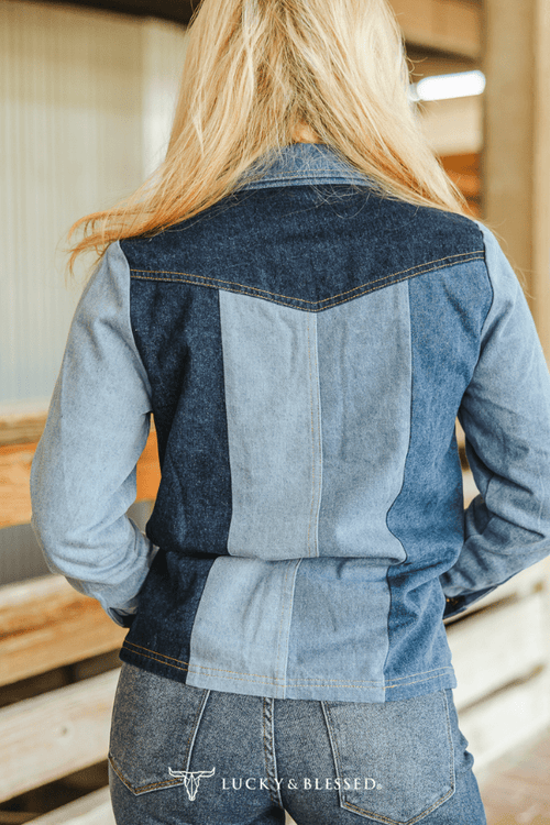 Denim Multi Wash Button Down Shirt - Cowhide and Conchos