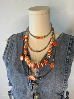 Denim Vest with Lace Up Sides - Cowhide and Conchos