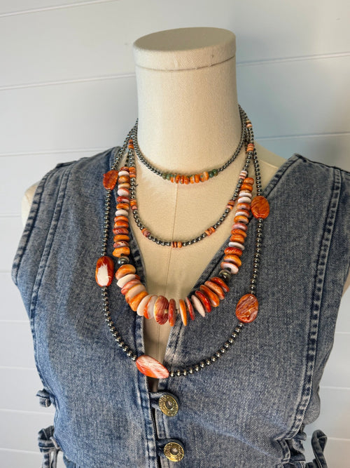 Denim Vest with Lace Up Sides - Cowhide and Conchos