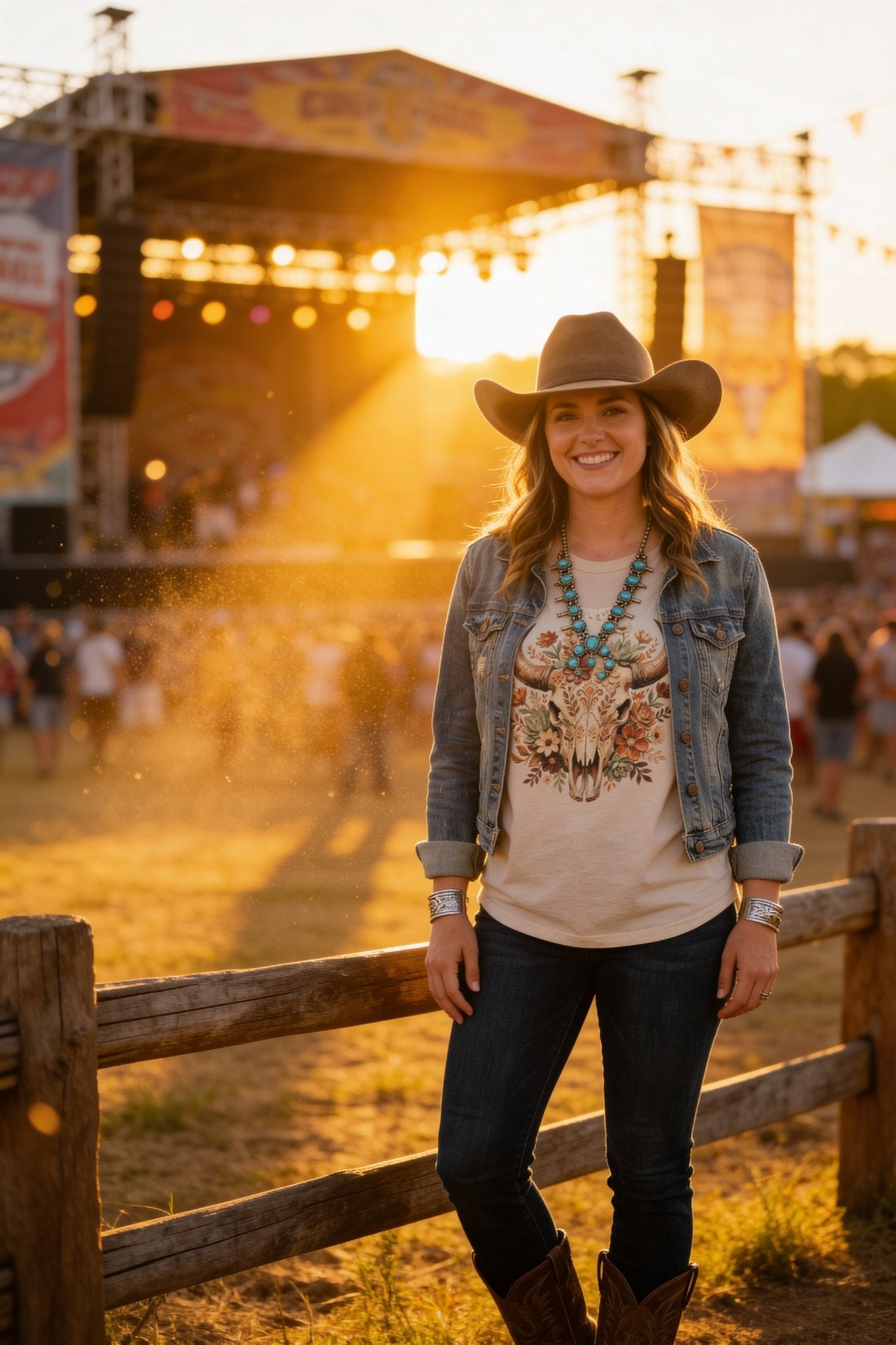 Desert Dream Painted Bull Skull Graphic Tee | Vintage Boho Western - Cowhide and Conchos