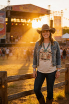 Desert Dream Painted Bull Skull Graphic Tee | Vintage Boho Western - Cowhide and Conchos