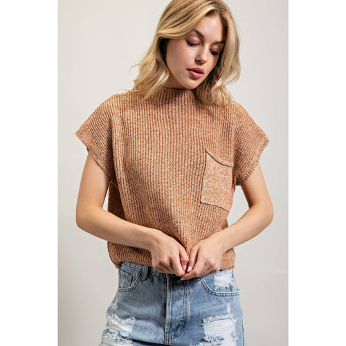Devils Tower Ribbed Sweater Top - Red, Cream, Taupe, and Black - Cowhide and Conchos