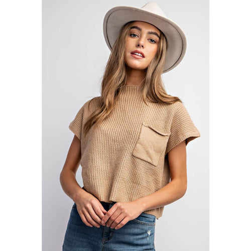 Devils Tower Ribbed Sweater Top - Red, Cream, Taupe, and Black - Cowhide and Conchos