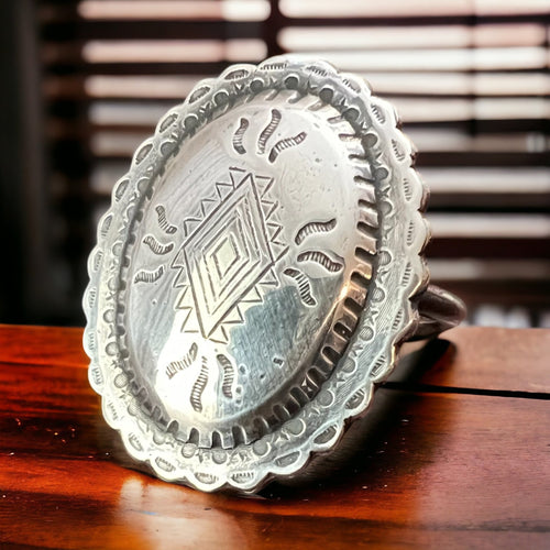 Diamondback Concho Ring - Cowhide and Conchos