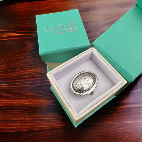 Diamondback Concho Ring - Cowhide and Conchos