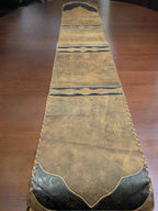 Distressed Brown Leather Table Runner with Fringe - Cowhide and Conchos