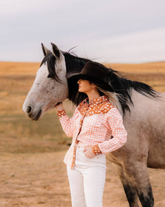 Ditzy Daisy Long Sleeve Pearl Snap Shirt - Cowhide and Conchos