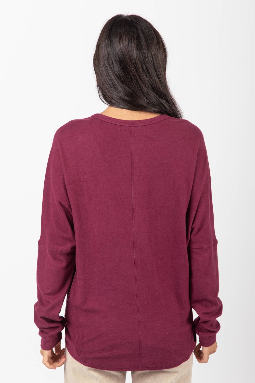 Dolman Sleeve Oversized Top - Wine - Small and Medium available - Cowhide and Conchos