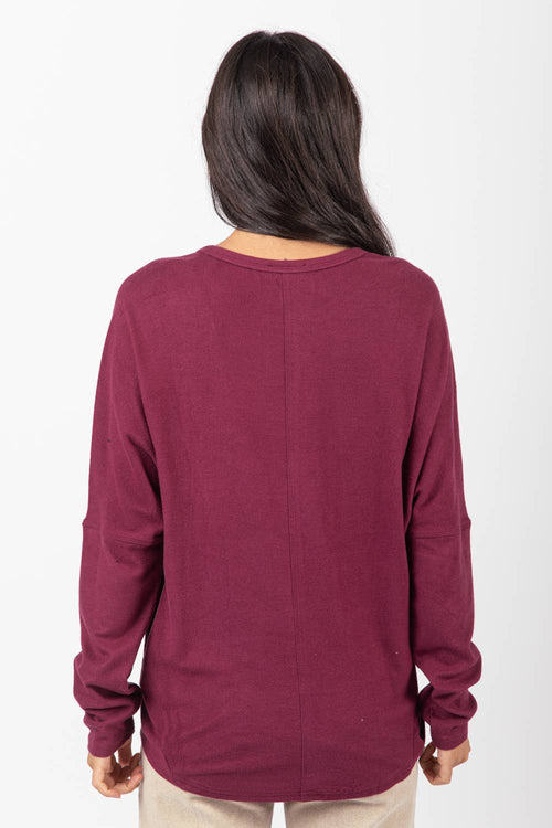Dolman Sleeve Oversized Top - Wine - Small and Medium available - Cowhide and Conchos