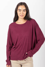 Dolman Sleeve Oversized Top - Wine - Small and Medium available - Cowhide and Conchos