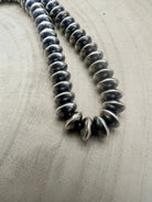 Dorinda Mariano Navajo Sterling Silver Handcrafted Navajo Pearl Necklace — 20" (5mm×8mm Graduated Beads, D. Mariano Hallmarked, Heirloom) - Cowhide and Conchos
