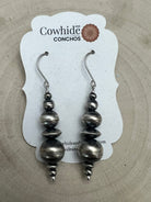 Dorinda Mariano Sterling Silver Navajo Pearl Earrings — 2 3/8 inch (Handcrafted by Navajo Artist) - Cowhide and Conchos
