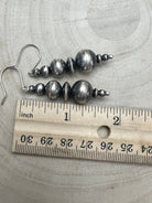Dorinda Mariano Sterling Silver Navajo Pearl Earrings — 2 3/8 inch (Handcrafted by Navajo Artist) - Cowhide and Conchos