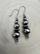 Dorinda Mariano Sterling Silver Navajo Pearl Earrings — 2 3/8 inch (Handcrafted by Navajo Artist) - Cowhide and Conchos