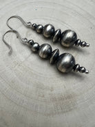 Dorinda Mariano Sterling Silver Navajo Pearl Earrings — 2 3/8 inch (Handcrafted by Navajo Artist) - Cowhide and Conchos