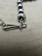 Dorinda Mariano Sterling Silver Navajo Pearl Necklace — 22 inch (Handcrafted, Maker's Stamped) - Cowhide and Conchos