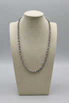 Dorinda Mariano Sterling Silver Navajo Pearl Necklace — 22 inch (Handcrafted, Maker's Stamped) - Cowhide and Conchos