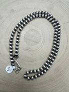 Dorinda Mariano Sterling Silver Navajo Pearl Necklace — 22 inch (Handcrafted, Maker's Stamped) - Cowhide and Conchos