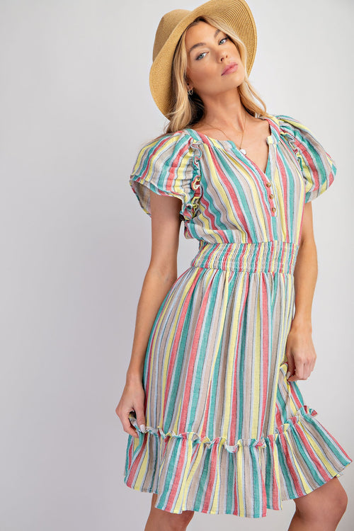 Striped Cotton Gauze Dress