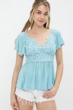 Lace Bodice Soft Knit Top