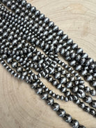 Eight Row Faux Sterling Pearl Layered Necklace Set - Cowhide and Conchos