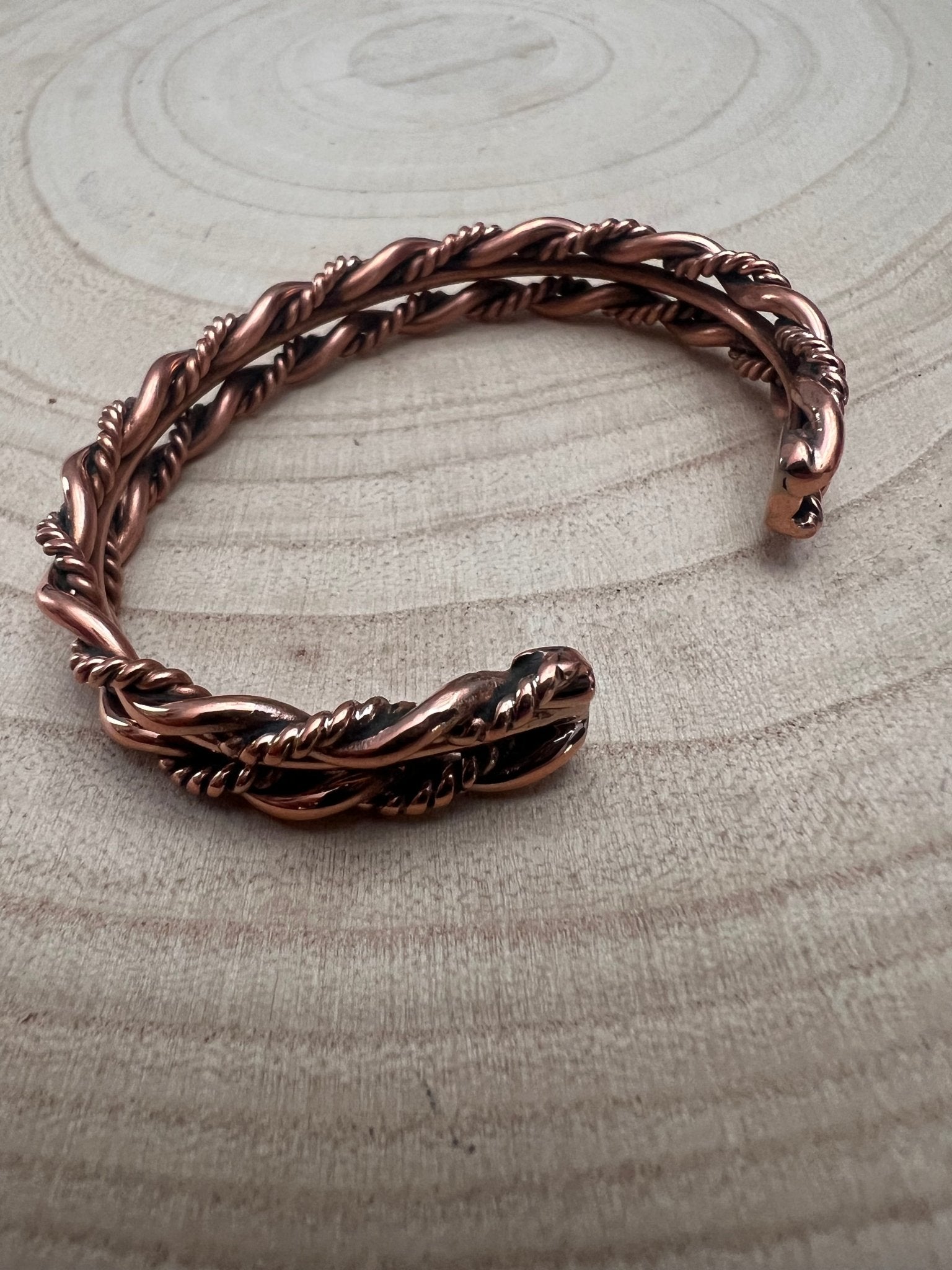 Elaine Tahe Copper Bracelet - Cowhide and Conchos
