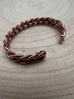 Elaine Tahe Copper Bracelet - Cowhide and Conchos