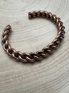 Elaine Tahe Copper Bracelet - Cowhide and Conchos