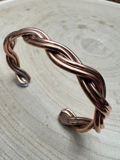 Elaine Tahe Copper Bracelet - Cowhide and Conchos