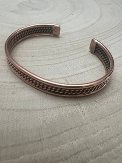 Elaine Tahe Copper Bracelet - Cowhide and Conchos