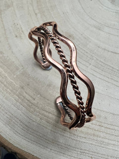 Elaine Tahe Copper Bracelet - Cowhide and Conchos