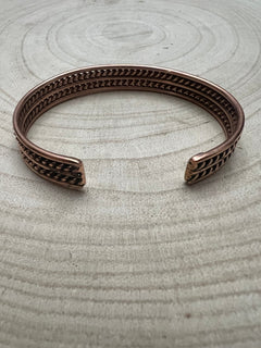 Elaine Tahe Copper Bracelet - Cowhide and Conchos