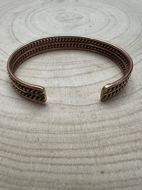 Elaine Tahe Copper Bracelet - Cowhide and Conchos