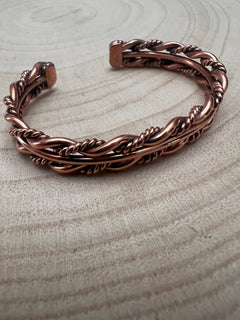 Elaine Tahe Copper Bracelet - Cowhide and Conchos