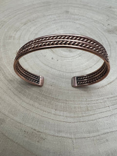 Elaine Tahe Copper Bracelet - Cowhide and Conchos
