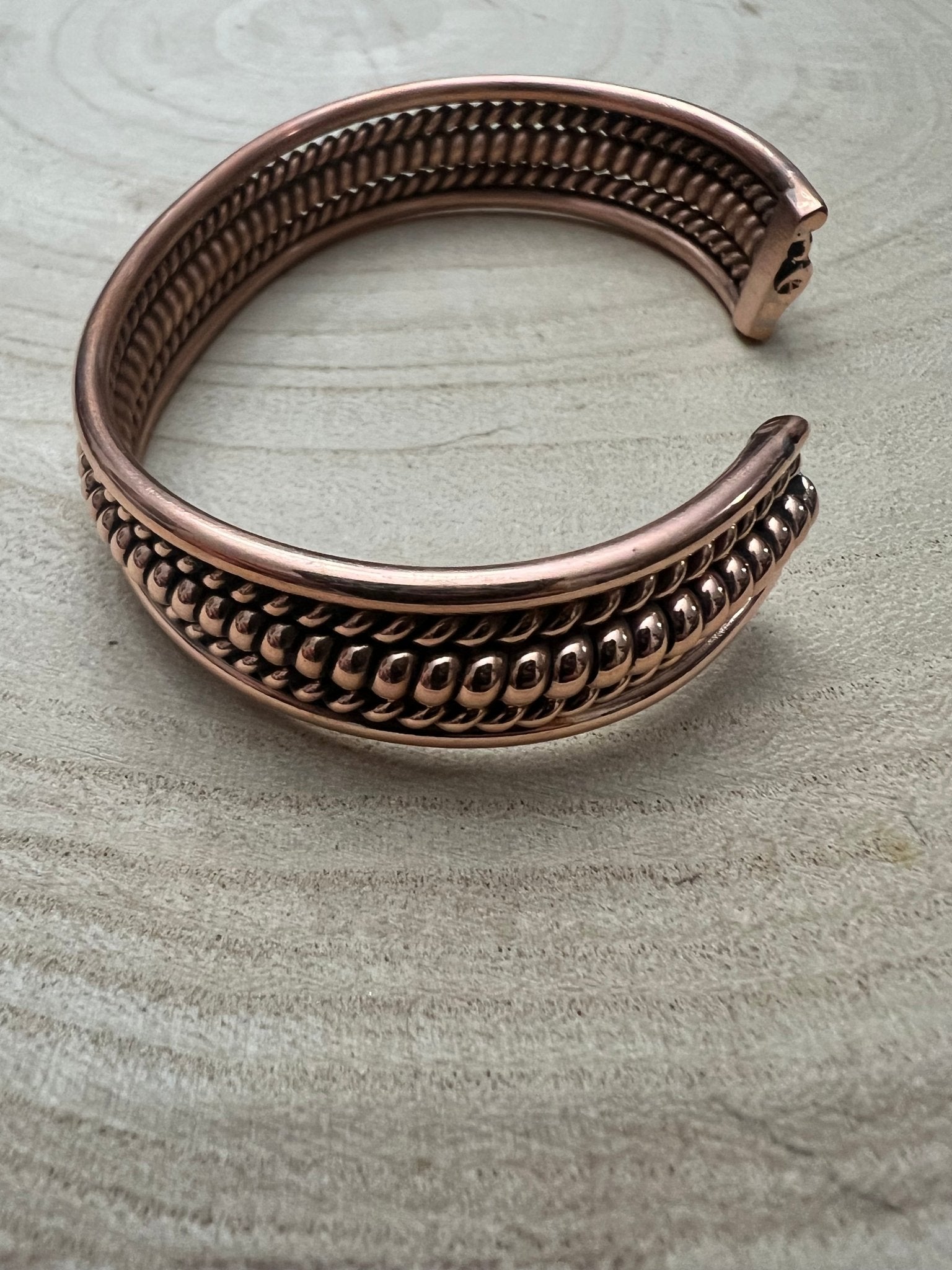 Elaine Tahe Copper Bracelet - Cowhide and Conchos