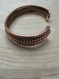Elaine Tahe Copper Bracelet - Cowhide and Conchos