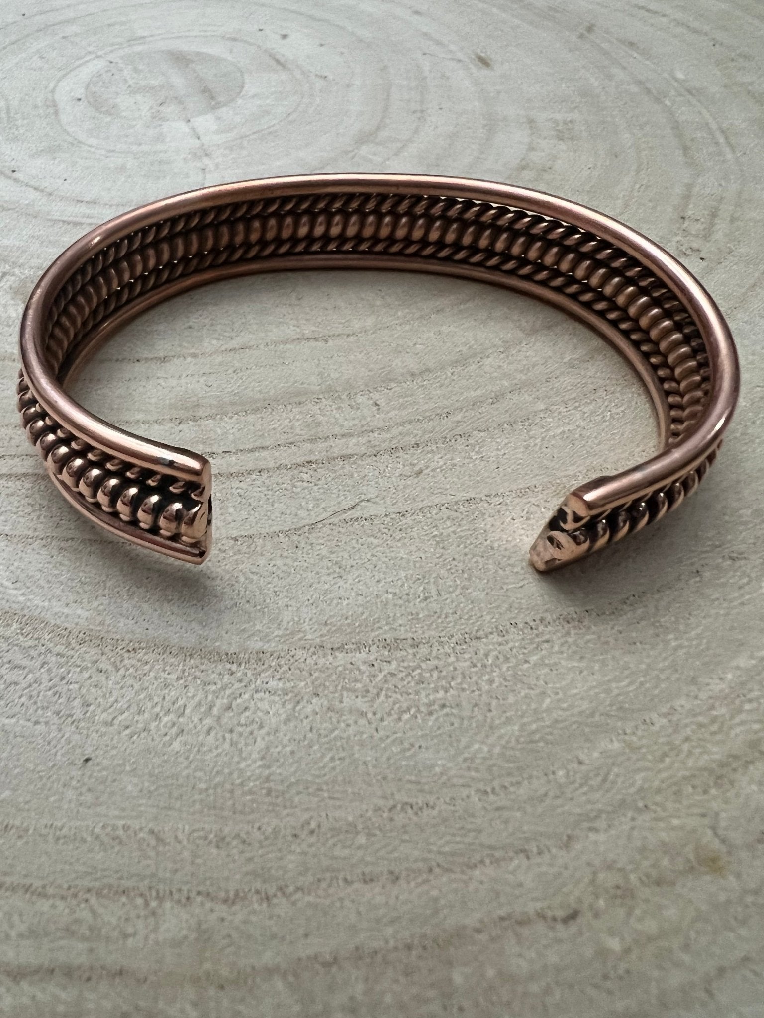 Elaine Tahe Copper Bracelet - Cowhide and Conchos