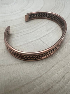 Elaine Tahe Copper Bracelet - Cowhide and Conchos