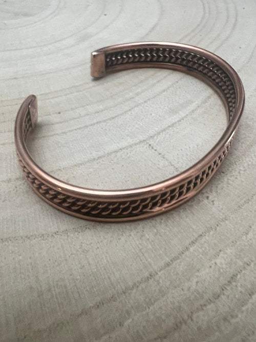 Elaine Tahe Copper Bracelet - Cowhide and Conchos